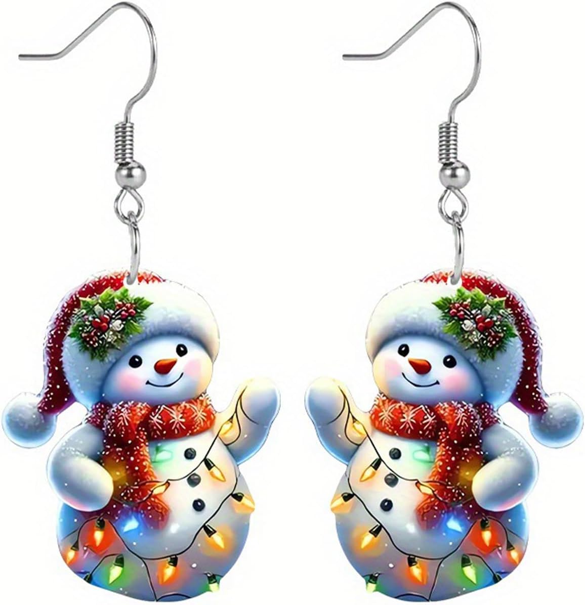 Christmas Earrings Winter Snowman Earrings for Women Acrylic Cute Santa Snowman Christmas Tree Dangle Earring Hypoallergenic Xmas Drop Earring Holiday Party Decorations Jewelry Gifts for Women - QIAO Crystal我的商店QIAO Crystal
