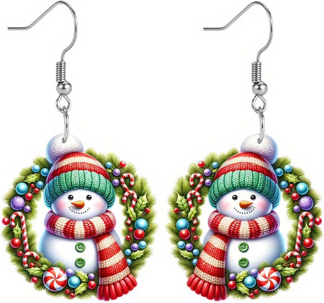 Christmas Earrings Winter Snowman Earrings for Women Acrylic Cute Santa Snowman Christmas Tree Dangle Earring Hypoallergenic Xmas Drop Earring Holiday Party Decorations Jewelry Gifts for Women - QIAO Crystal我的商店QIAO Crystal
