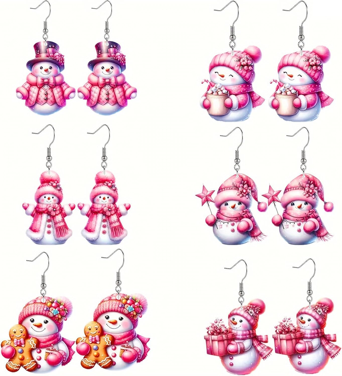 Christmas Earrings Winter Snowman Earrings for Women Acrylic Cute Santa Snowman Christmas Tree Dangle Earring Hypoallergenic Xmas Drop Earring Holiday Party Decorations Jewelry Gifts for Women - QIAO Crystal我的商店QIAO Crystal