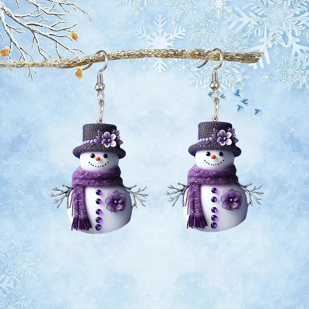 Christmas Earrings Winter Snowman Earrings for Women Acrylic Cute Santa Snowman Christmas Tree Dangle Earring Hypoallergenic Xmas Drop Earring Holiday Party Decorations Jewelry Gifts for Women - QIAO Crystal我的商店QIAO Crystal