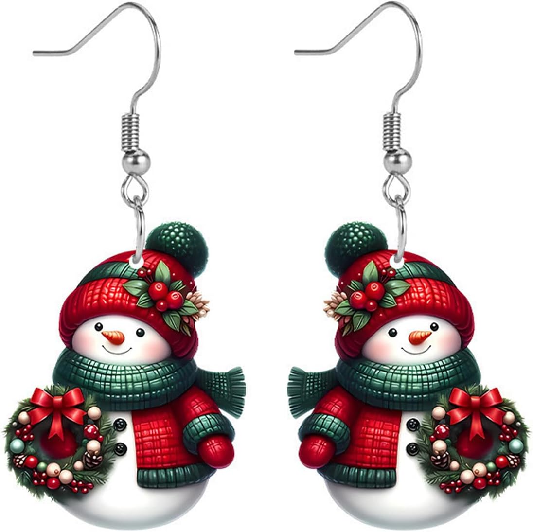 Christmas Earrings Winter Snowman Earrings for Women Acrylic Cute Santa Snowman Christmas Tree Dangle Earring Hypoallergenic Xmas Drop Earring Holiday Party Decorations Jewelry Gifts for Women - QIAO Crystal我的商店QIAO Crystal