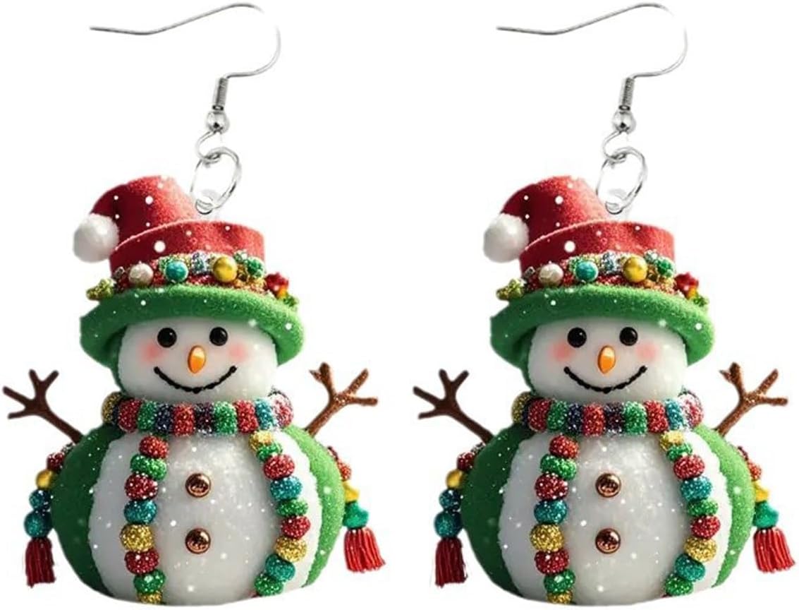 Christmas Earrings Winter Snowman Earrings for Women Acrylic Cute Santa Snowman Christmas Tree Dangle Earring Hypoallergenic Xmas Drop Earring Holiday Party Decorations Jewelry Gifts for Women - QIAO Crystal我的商店QIAO Crystal