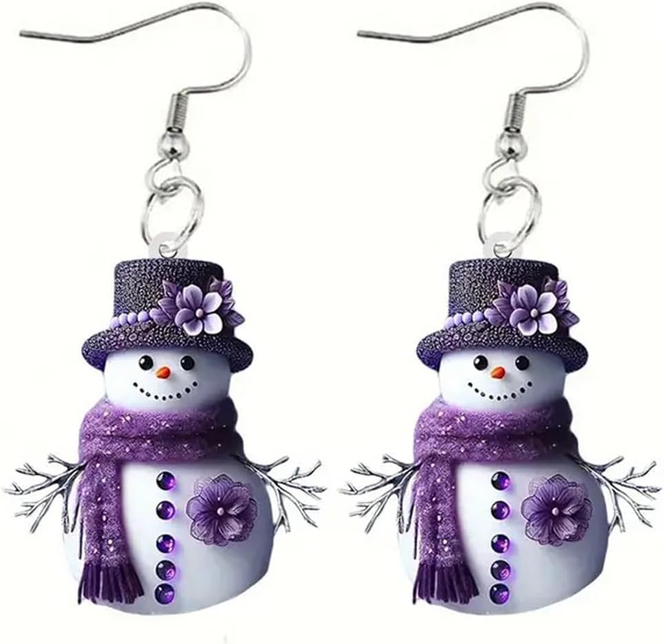 Christmas Earrings Winter Snowman Earrings for Women Acrylic Cute Santa Snowman Christmas Tree Dangle Earring Hypoallergenic Xmas Drop Earring Holiday Party Decorations Jewelry Gifts for Women - QIAO Crystal我的商店QIAO Crystal