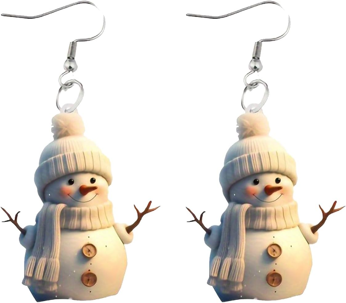 Christmas Earrings Winter Snowman Earrings for Women Acrylic Cute Santa Snowman Christmas Tree Dangle Earring Hypoallergenic Xmas Drop Earring Holiday Party Decorations Jewelry Gifts for Women - QIAO Crystal我的商店QIAO Crystal