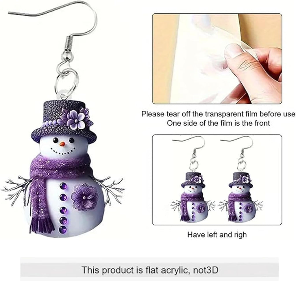 Christmas Earrings Winter Snowman Earrings for Women Acrylic Cute Santa Snowman Christmas Tree Dangle Earring Hypoallergenic Xmas Drop Earring Holiday Party Decorations Jewelry Gifts for Women - QIAO Crystal我的商店QIAO Crystal