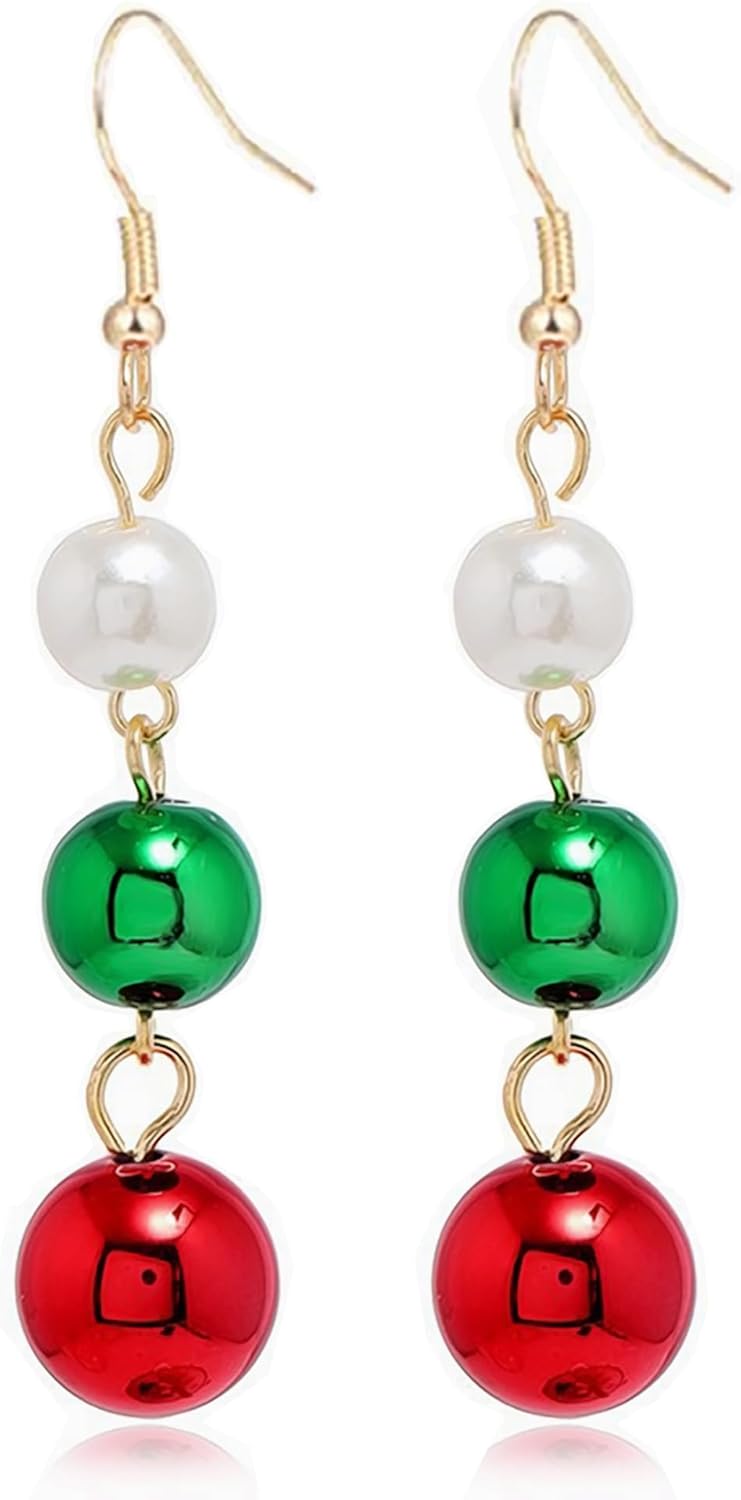 Christmas Festive Bowknot Red Snowball Dangle Fish Hook Dangling Hypoallergenic Christmas Earrings Festival Party Jewelry Gifts for Women - QIAO Crystal我的商店QIAO Crystal