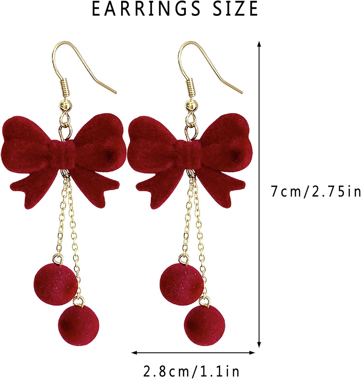 Christmas Festive Bowknot Red Snowball Dangle Fish Hook Dangling Hypoallergenic Christmas Earrings Festival Party Jewelry Gifts for Women - QIAO Crystal我的商店QIAO Crystal