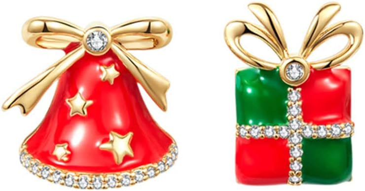 Christmas Gift Rhinestone Elk Stud Earrings for Women Red Crystal Santa Hat Dangle Earrings Necklace Set - 我的商店我的商店我的商店