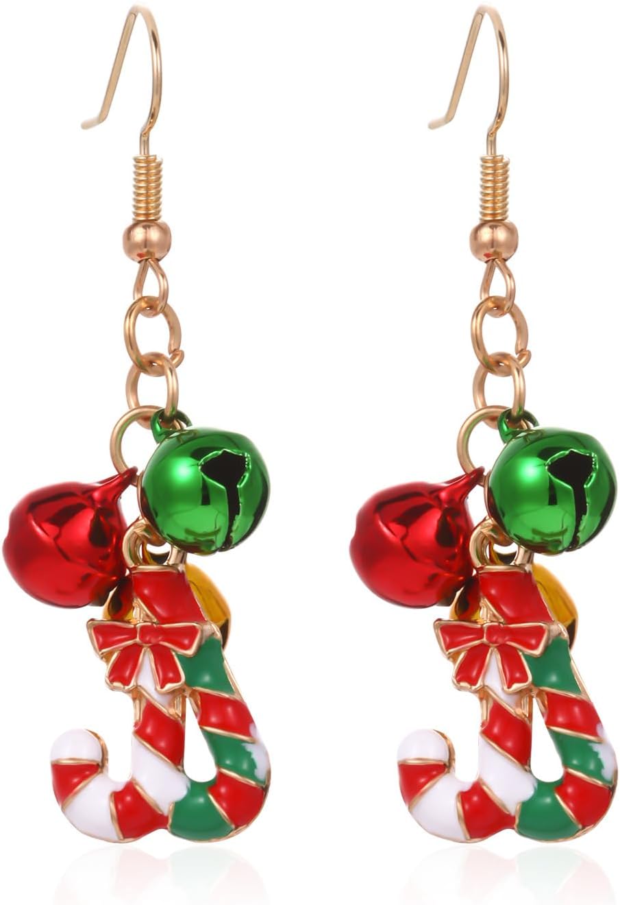 Christmas Jingle Ball Bell Earrings for Women Cute Red Green Ball Bell Tassel Dangle Earrings Delicate Fashion Santa Claus Snowman Reindeer Candy Cane Earrings Christmas Holiday Jewelry - 我的商店我的商店我的商店