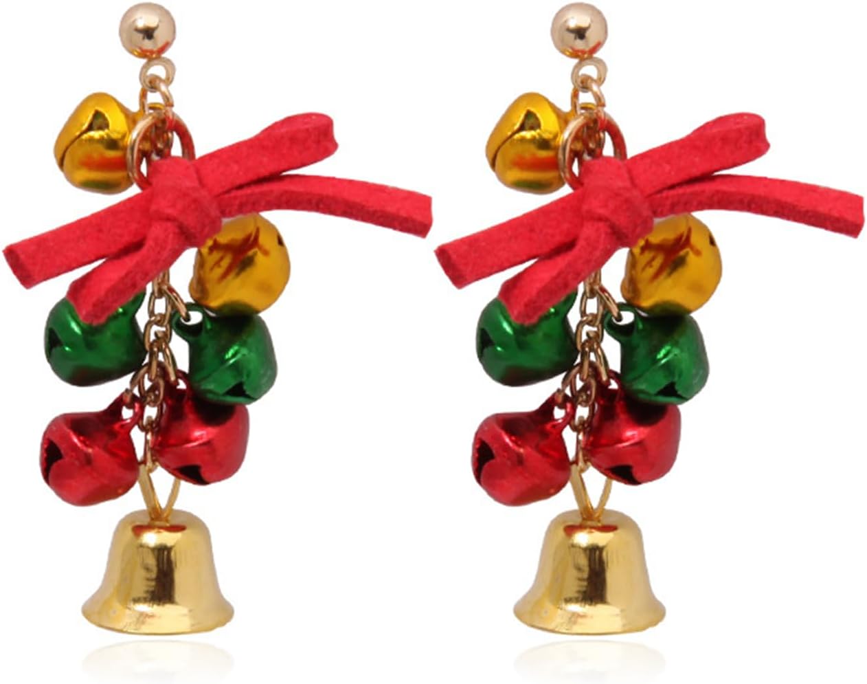 Christmas Jingle Ball Bell Earrings for Women Cute Red Green Ball Bell Tassel Dangle Earrings Delicate Fashion Santa Claus Snowman Reindeer Candy Cane Earrings Christmas Holiday Jewelry - 我的商店我的商店我的商店