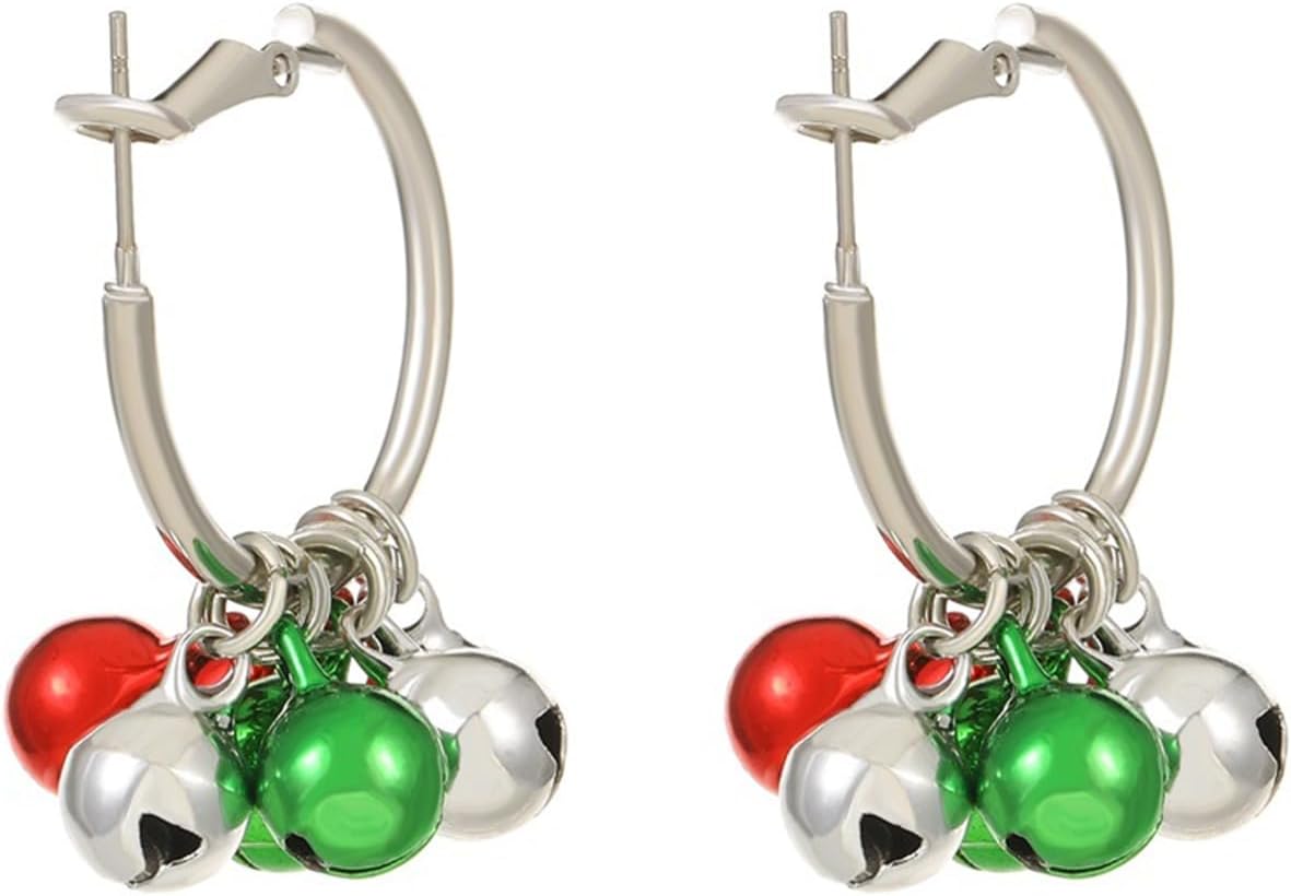 Christmas Jingle Ball Bell Earrings for Women Cute Red Green Ball Bell Tassel Dangle Earrings Delicate Fashion Santa Claus Snowman Reindeer Candy Cane Earrings Christmas Holiday Jewelry - 我的商店我的商店我的商店