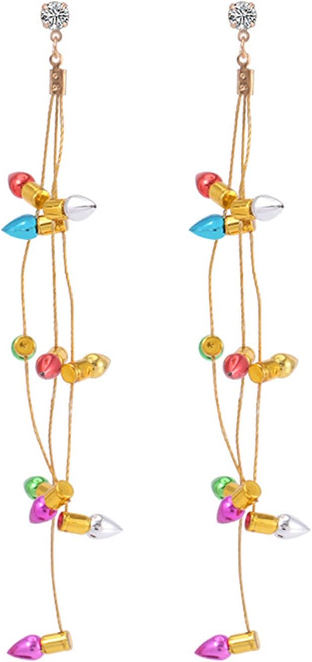 Christmas Jingle Ball Bell Earrings for Women Cute Red Green Ball Bell Tassel Dangle Earrings Delicate Fashion Santa Claus Snowman Reindeer Candy Cane Earrings Christmas Holiday Jewelry - 我的商店我的商店我的商店