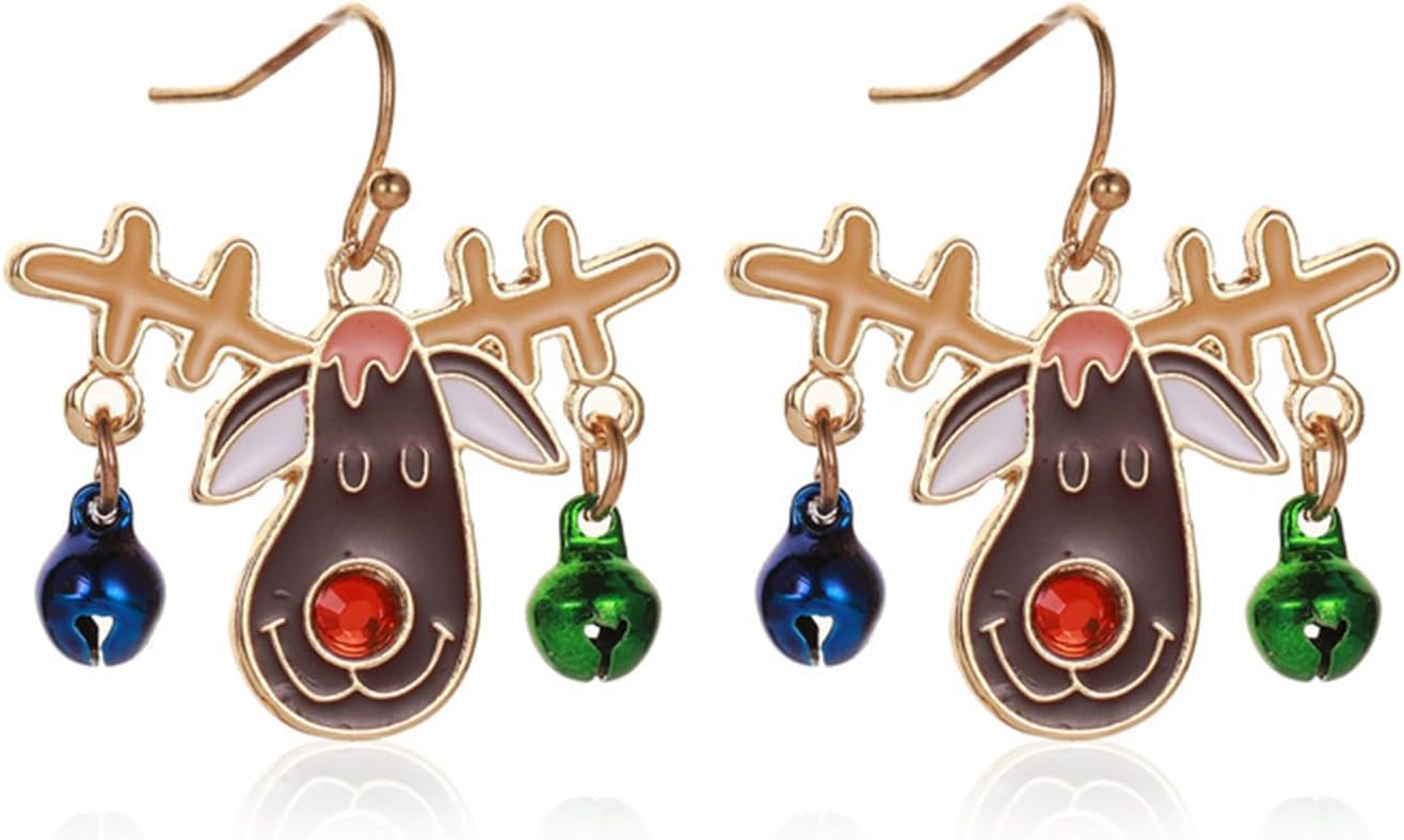 Christmas Jingle Ball Bell Earrings for Women Cute Red Green Ball Bell Tassel Dangle Earrings Delicate Fashion Santa Claus Snowman Reindeer Candy Cane Earrings Christmas Holiday Jewelry - 我的商店我的商店我的商店