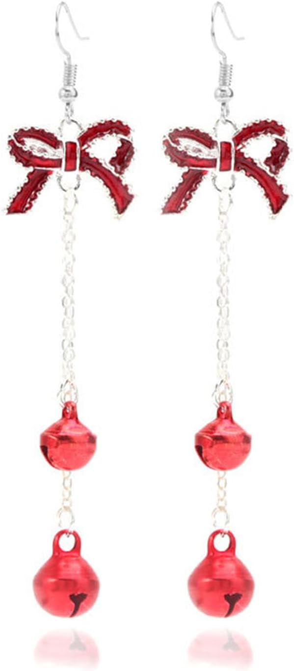 Christmas Jingle Ball Bell Earrings for Women Cute Red Green Ball Bell Tassel Dangle Earrings Delicate Fashion Santa Claus Snowman Reindeer Candy Cane Earrings Christmas Holiday Jewelry - 我的商店我的商店我的商店