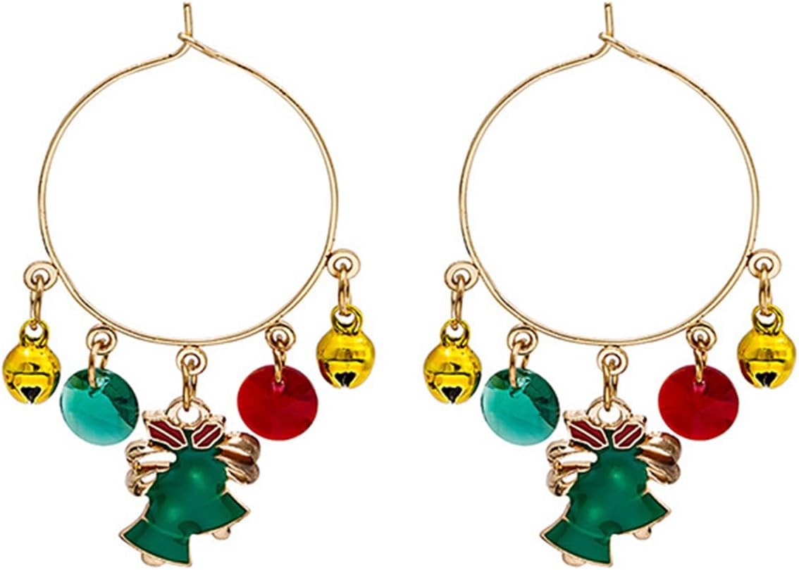 Christmas Jingle Ball Bell Earrings for Women Cute Red Green Ball Bell Tassel Dangle Earrings Delicate Fashion Santa Claus Snowman Reindeer Candy Cane Earrings Christmas Holiday Jewelry - 我的商店我的商店我的商店