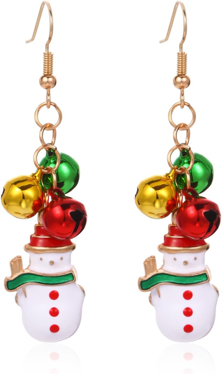 Christmas Jingle Ball Bell Earrings for Women Cute Red Green Ball Bell Tassel Dangle Earrings Delicate Fashion Santa Claus Snowman Reindeer Candy Cane Earrings Christmas Holiday Jewelry - 我的商店我的商店我的商店