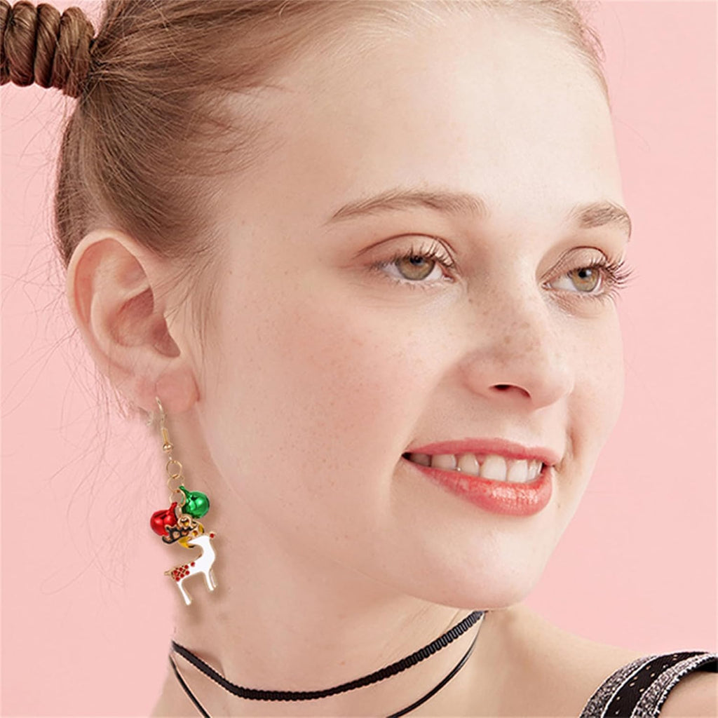 Christmas Jingle Ball Bell Earrings for Women Cute Red Green Ball Bell Tassel Dangle Earrings Delicate Fashion Santa Claus Snowman Reindeer Candy Cane Earrings Christmas Holiday Jewelry - 我的商店我的商店我的商店