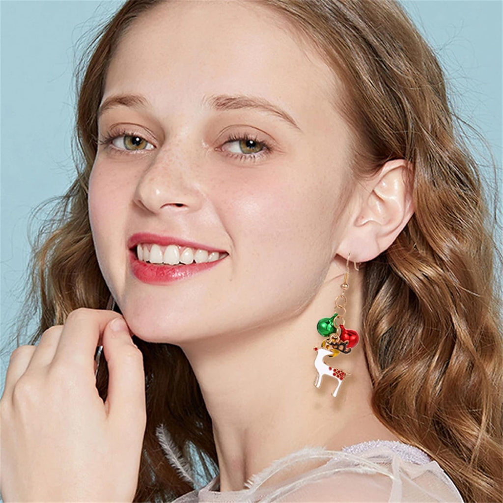 Christmas Jingle Ball Bell Earrings for Women Cute Red Green Ball Bell Tassel Dangle Earrings Delicate Fashion Santa Claus Snowman Reindeer Candy Cane Earrings Christmas Holiday Jewelry - 我的商店我的商店我的商店