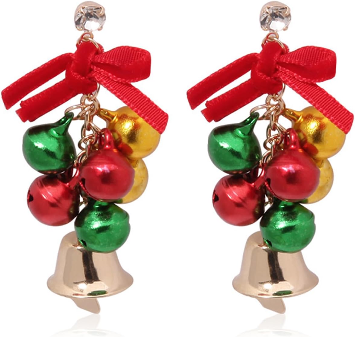 Christmas Jingle Ball Bell Earrings for Women Cute Red Green Ball Bell Tassel Dangle Earrings Delicate Fashion Santa Claus Snowman Reindeer Candy Cane Earrings Christmas Holiday Jewelry - 我的商店我的商店我的商店