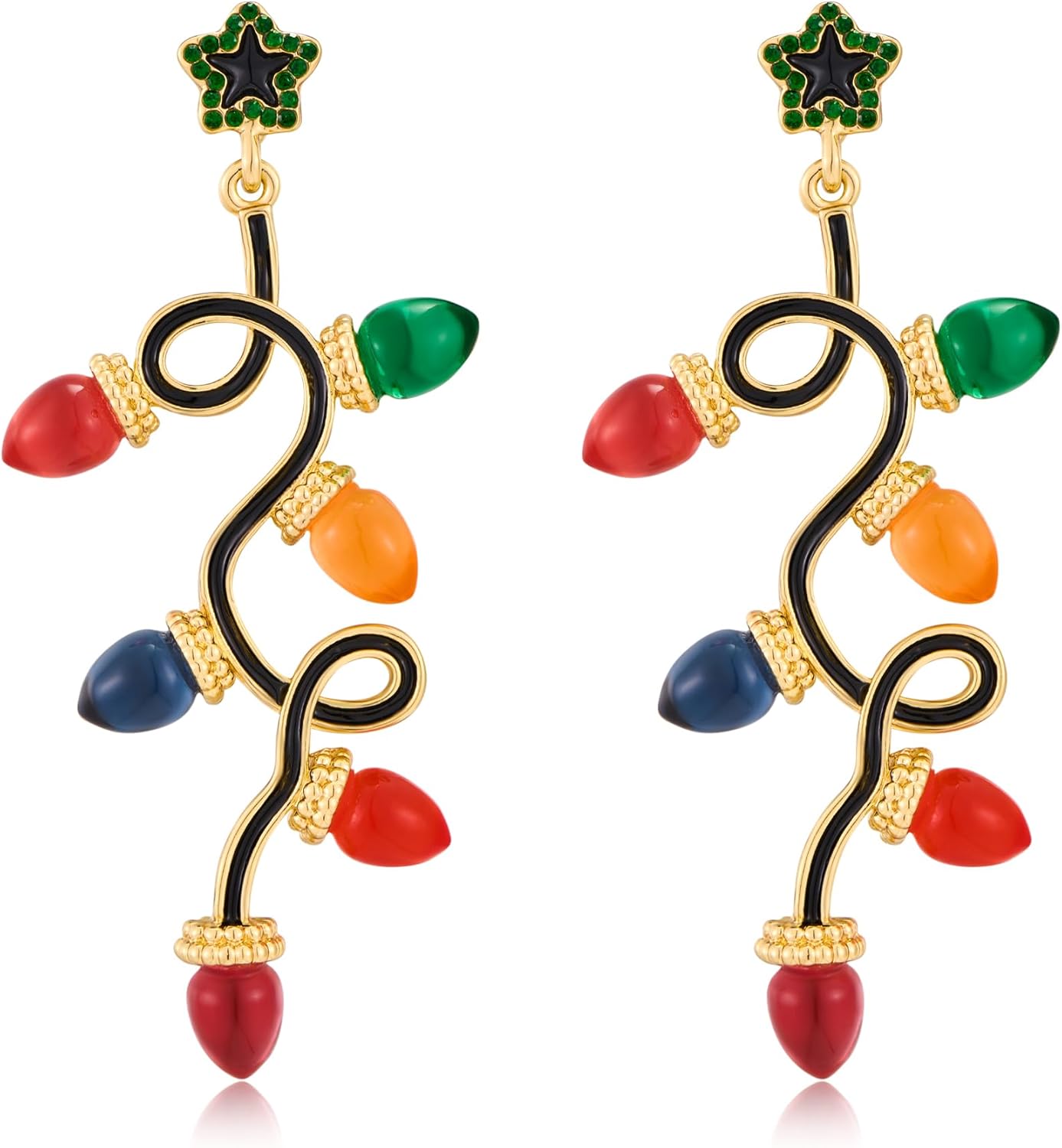 Christmas Light Bulb Dangle Earrings Colorful Festive Holiday Xmas Crystal Earrings Jewelry for New Year Parties - 我的商店我的商店我的商店