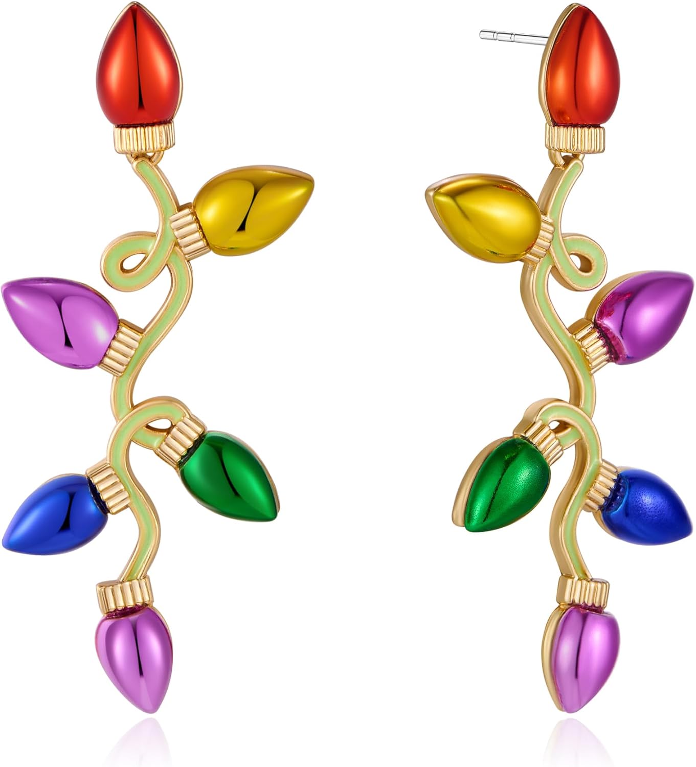 Christmas Light Bulb Dangle Earrings Colorful Festive Holiday Xmas Crystal Earrings Jewelry for New Year Parties - 我的商店我的商店我的商店