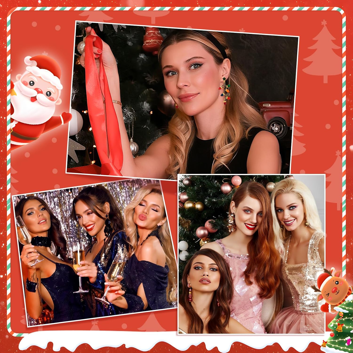 Christmas Light Bulb Dangle Earrings Colorful Festive Holiday Xmas Crystal Earrings Jewelry for New Year Parties - 我的商店我的商店我的商店