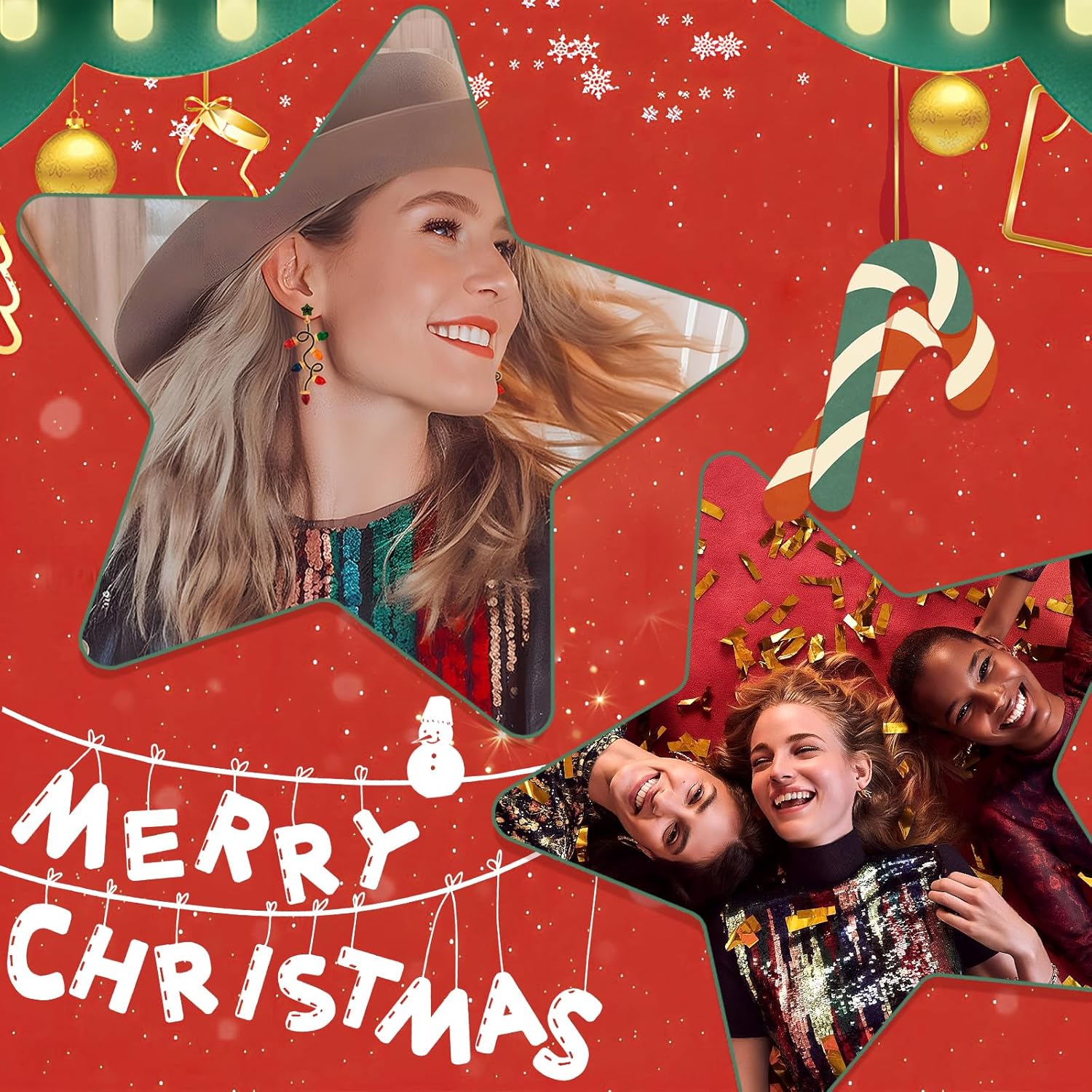 Christmas Light Bulb Dangle Earrings Colorful Festive Holiday Xmas Crystal Earrings Jewelry for New Year Parties - 我的商店我的商店我的商店