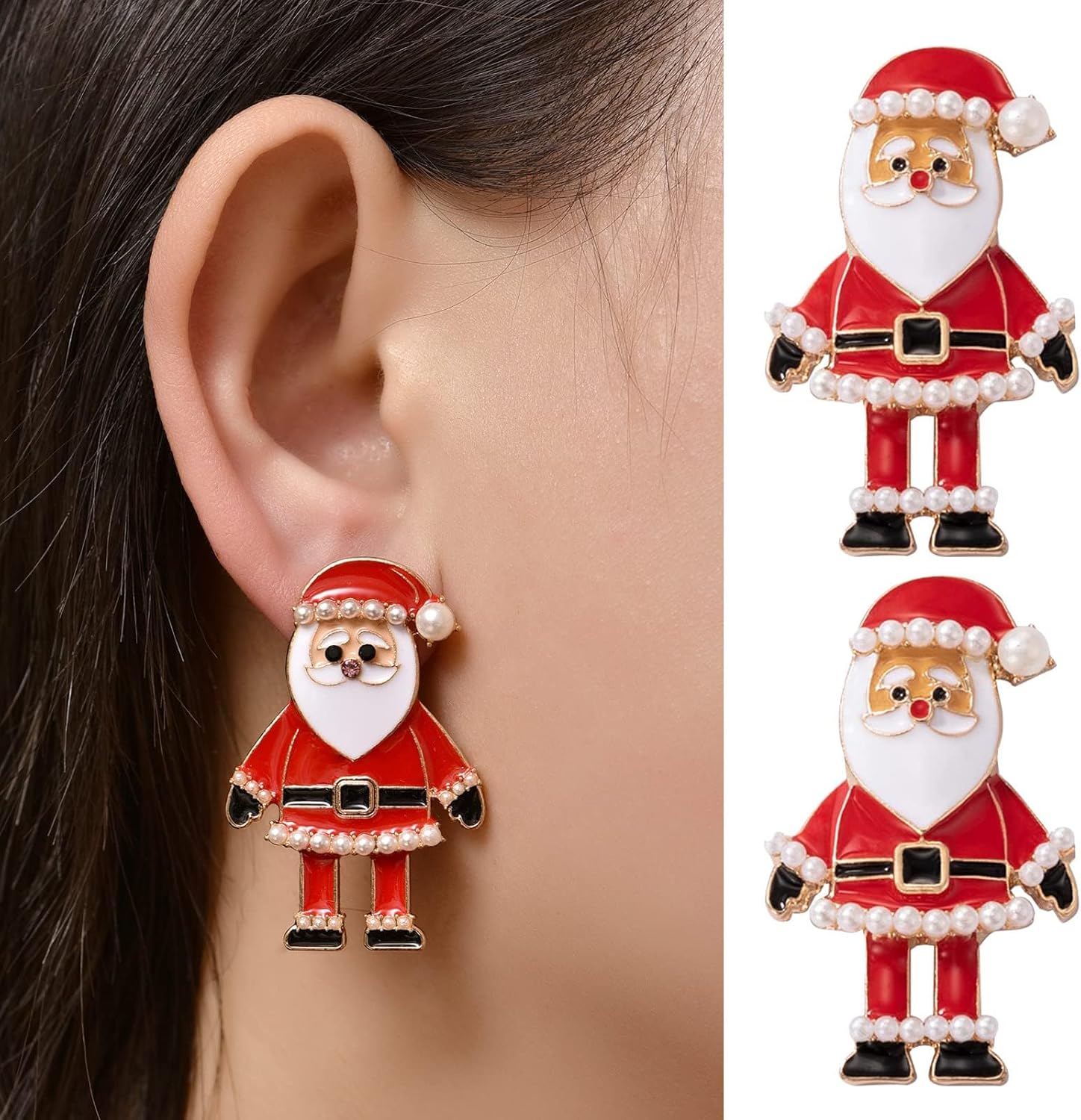 Christmas Santa Earrings for Women Cute Christmas Earrings for Women Santa Claus Earrings for Women Christmas Stud Earrings Xmas Earrings Holiday Earrings Christmas Jewelry for Women Christmas Gift - QIAO Crystal我的商店QIAO Crystal