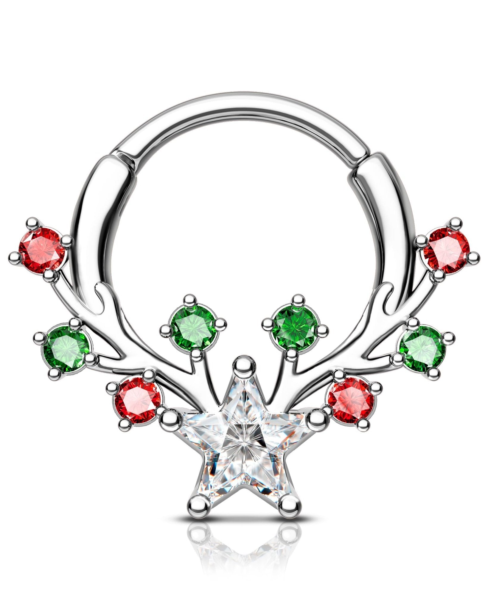 Christmas Septum Rings 16G Septum Jewelry Surgical Steel Helix Daith Earrings for Women Daith Piercing Jewelry 8/10MM - QIAO Crystal我的商店QIAO Crystal