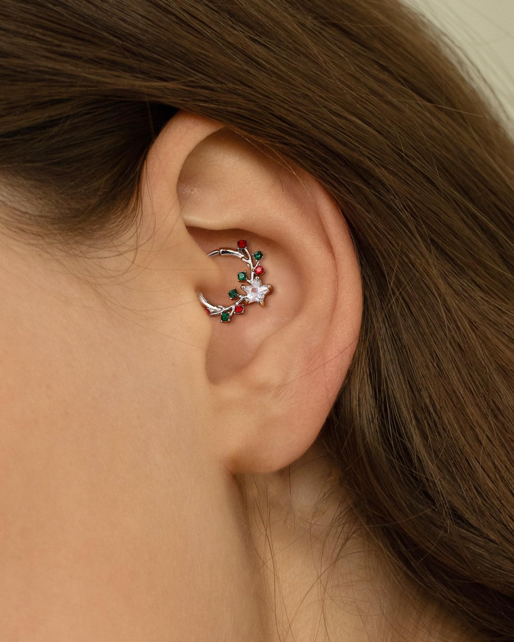 Christmas Septum Rings 16G Septum Jewelry Surgical Steel Helix Daith Earrings for Women Daith Piercing Jewelry 8/10MM - QIAO Crystal我的商店QIAO Crystal