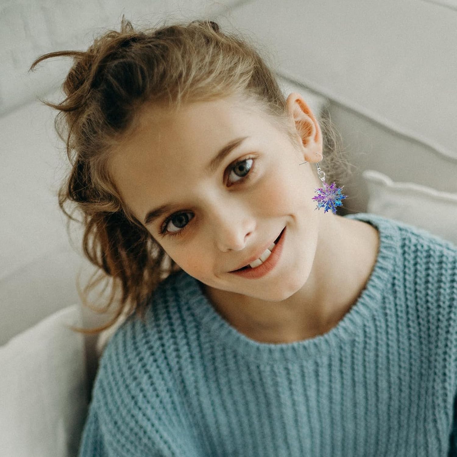 Christmas Snowflake Dangle Earrings - Sparkly Blue & Purple Acrylic Snowflake Xmas Drop Earrings for Women - Winter Holiday Jewelry - 我的商店我的商店我的商店