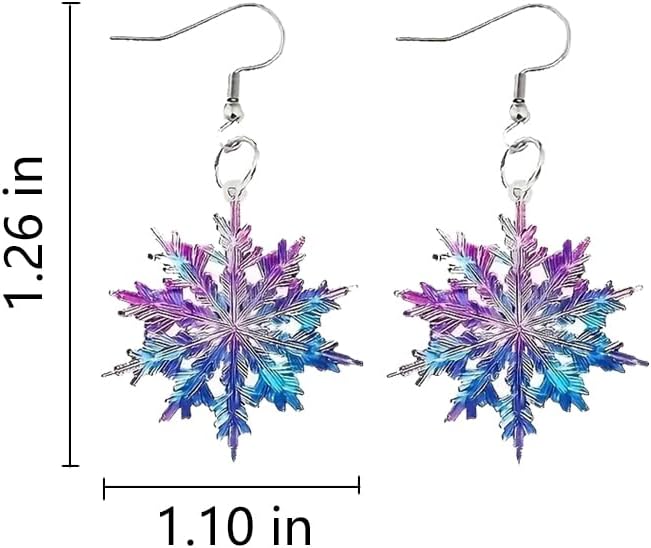 Christmas Snowflake Dangle Earrings - Sparkly Blue & Purple Acrylic Snowflake Xmas Drop Earrings for Women - Winter Holiday Jewelry - 我的商店我的商店我的商店