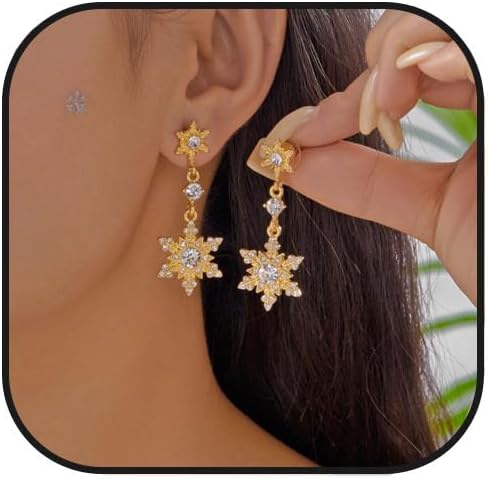 Christmas Snowflake Earring for Women Dainty Snowflake Pearl Drop Dangle Earrings Sparkly White Zirconia Snowflakes Stud Earrings Christmas costume Jewelry Gifts - 我的商店我的商店我的商店