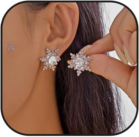 Christmas Snowflake Earring for Women Dainty Snowflake Pearl Drop Dangle Earrings Sparkly White Zirconia Snowflakes Stud Earrings Christmas costume Jewelry Gifts - 我的商店我的商店我的商店