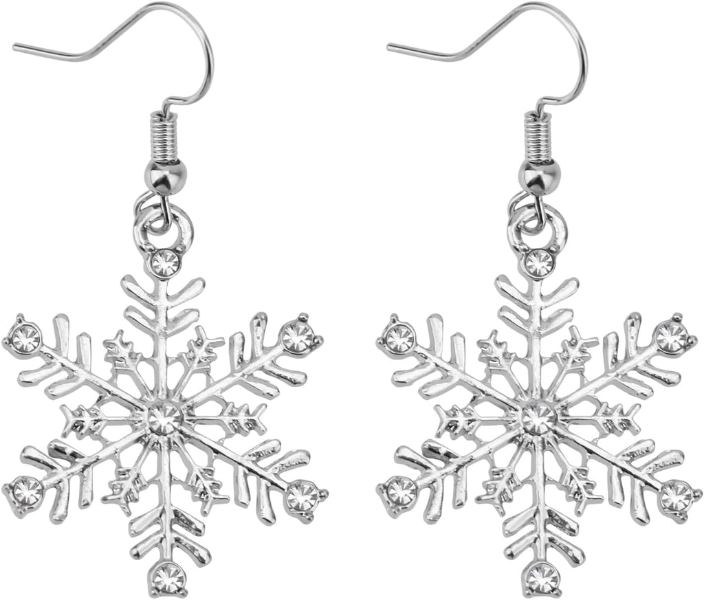 Christmas Snowflake Earrings, Shiny Snowflake Dangle Earrings for Women Mum Christmas Birthday Party Fashion Jewelry - 我的商店我的商店我的商店