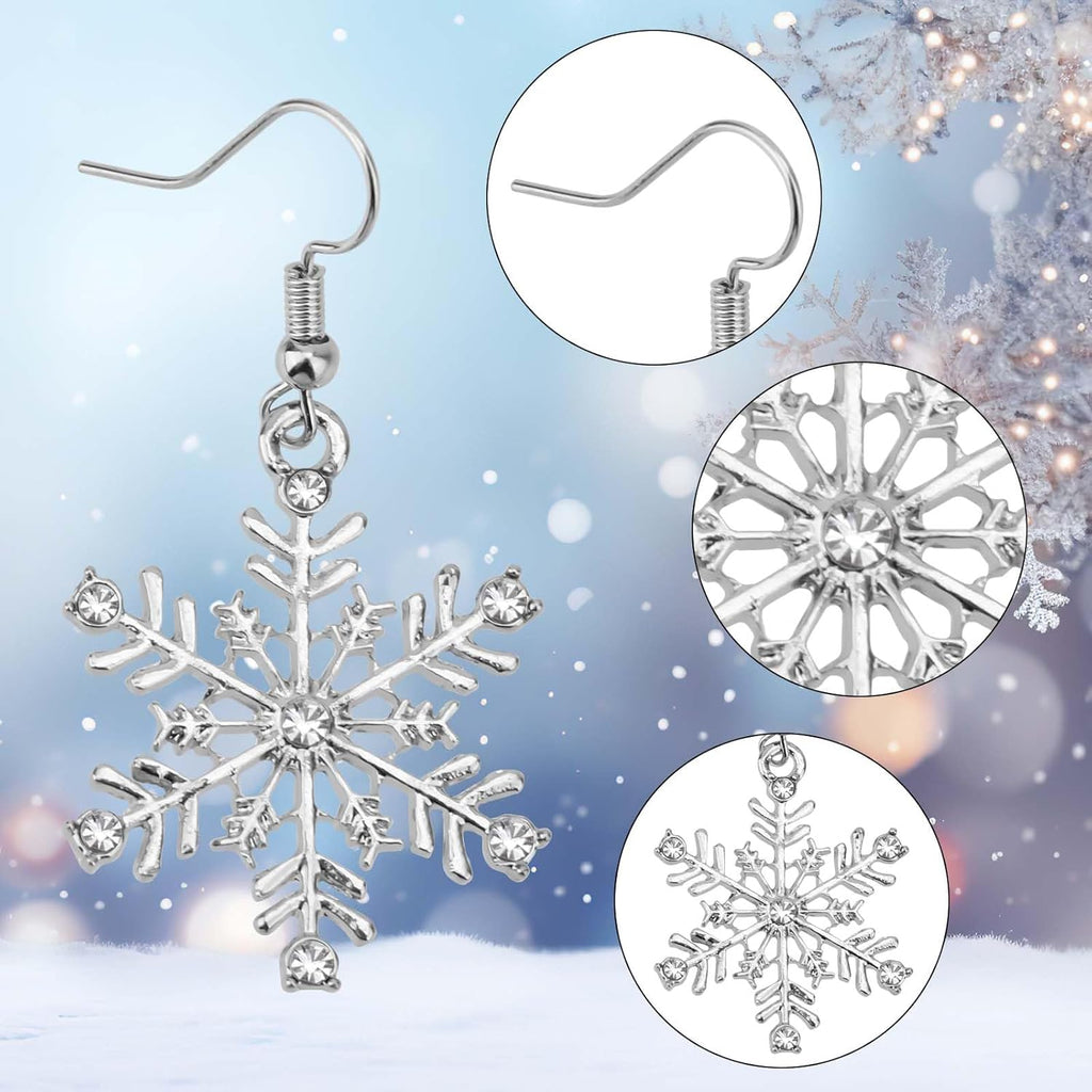 Christmas Snowflake Earrings, Shiny Snowflake Dangle Earrings for Women Mum Christmas Birthday Party Fashion Jewelry - 我的商店我的商店我的商店