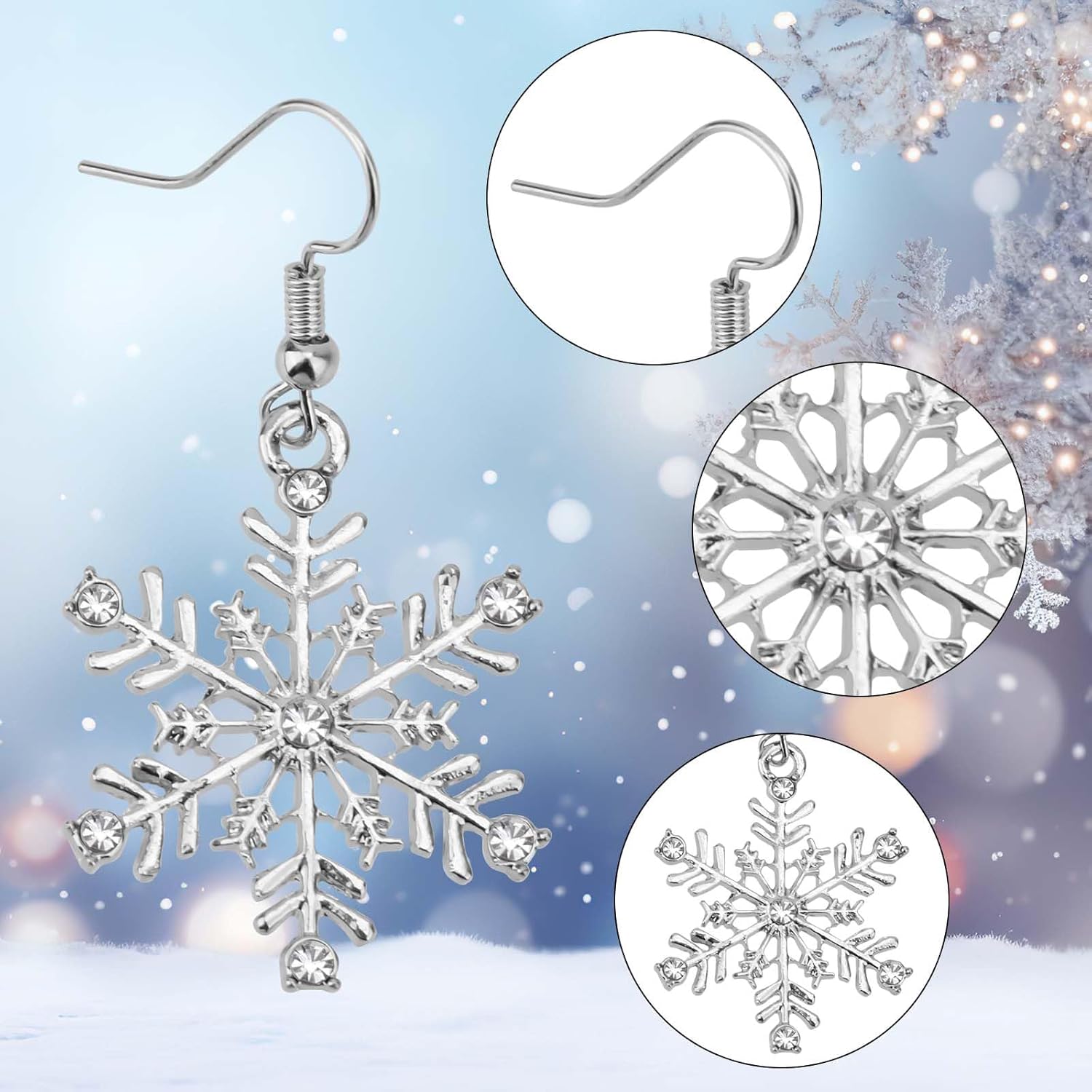 Christmas Snowflake Earrings, Shiny Snowflake Dangle Earrings for Women Mum Christmas Birthday Party Fashion Jewelry - 我的商店我的商店我的商店