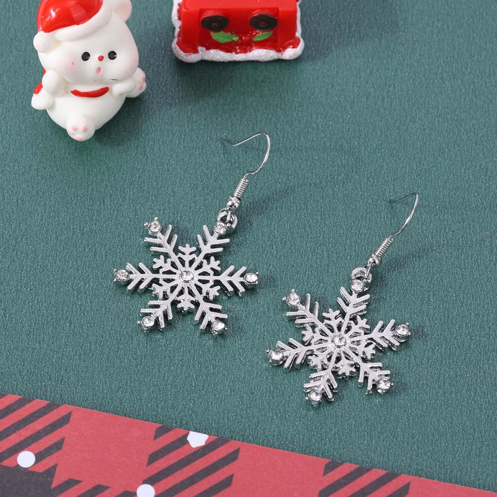 Christmas Snowflake Earrings, Shiny Snowflake Dangle Earrings for Women Mum Christmas Birthday Party Fashion Jewelry - 我的商店我的商店我的商店