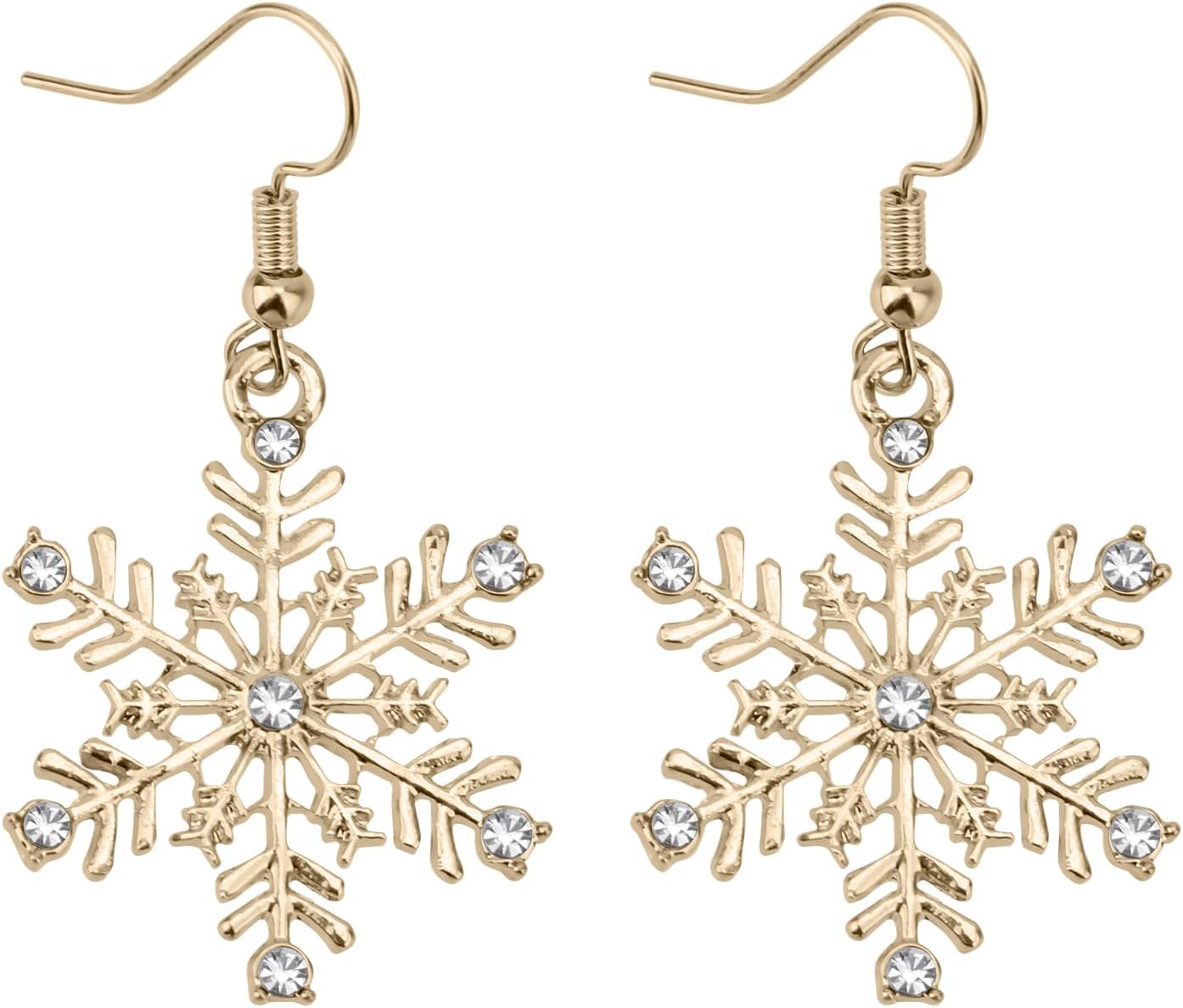 Christmas Snowflake Earrings, Shiny Snowflake Dangle Earrings for Women Mum Christmas Birthday Party Fashion Jewelry - 我的商店我的商店我的商店