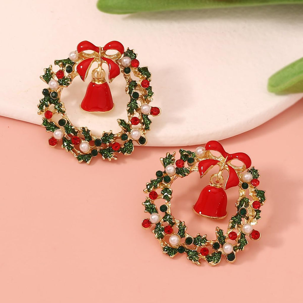 Christmas Sparkly Crystal Dangle Earrings Cute Christmas Tree Reindeer Earrings Colorful Xmas Festival Holiday Jewelry Gift - 我的商店我的商店我的商店