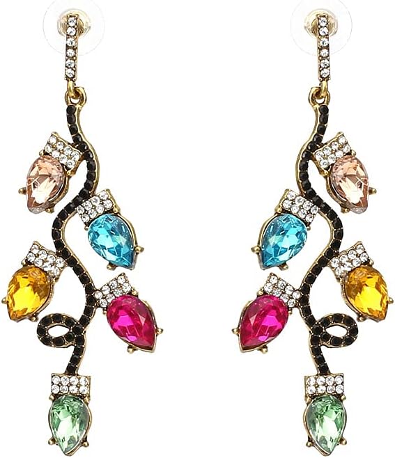 Christmas Sparkly Rhinestone Earrings Gingerbread Reindeer Drop Earrings for Women - 我的商店我的商店我的商店