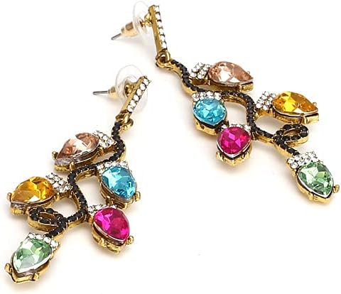 Christmas Sparkly Rhinestone Earrings Gingerbread Reindeer Drop Earrings for Women - 我的商店我的商店我的商店