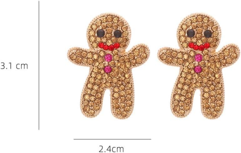 Christmas Sparkly Rhinestone Earrings Gingerbread Reindeer Drop Earrings for Women - 我的商店我的商店我的商店