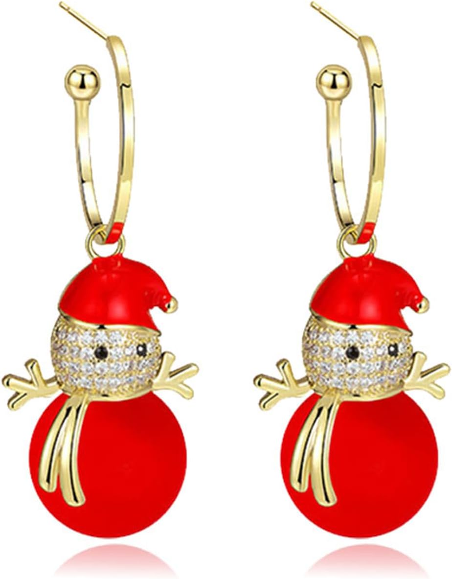 Christmas Stud Earrings for Women Cute Red Bow Earrings Snowflake Snowman Stocking Santa Claus Elk Reindeer Christmas Tree Earrings Festive Christmas Jewelry - 我的商店我的商店我的商店