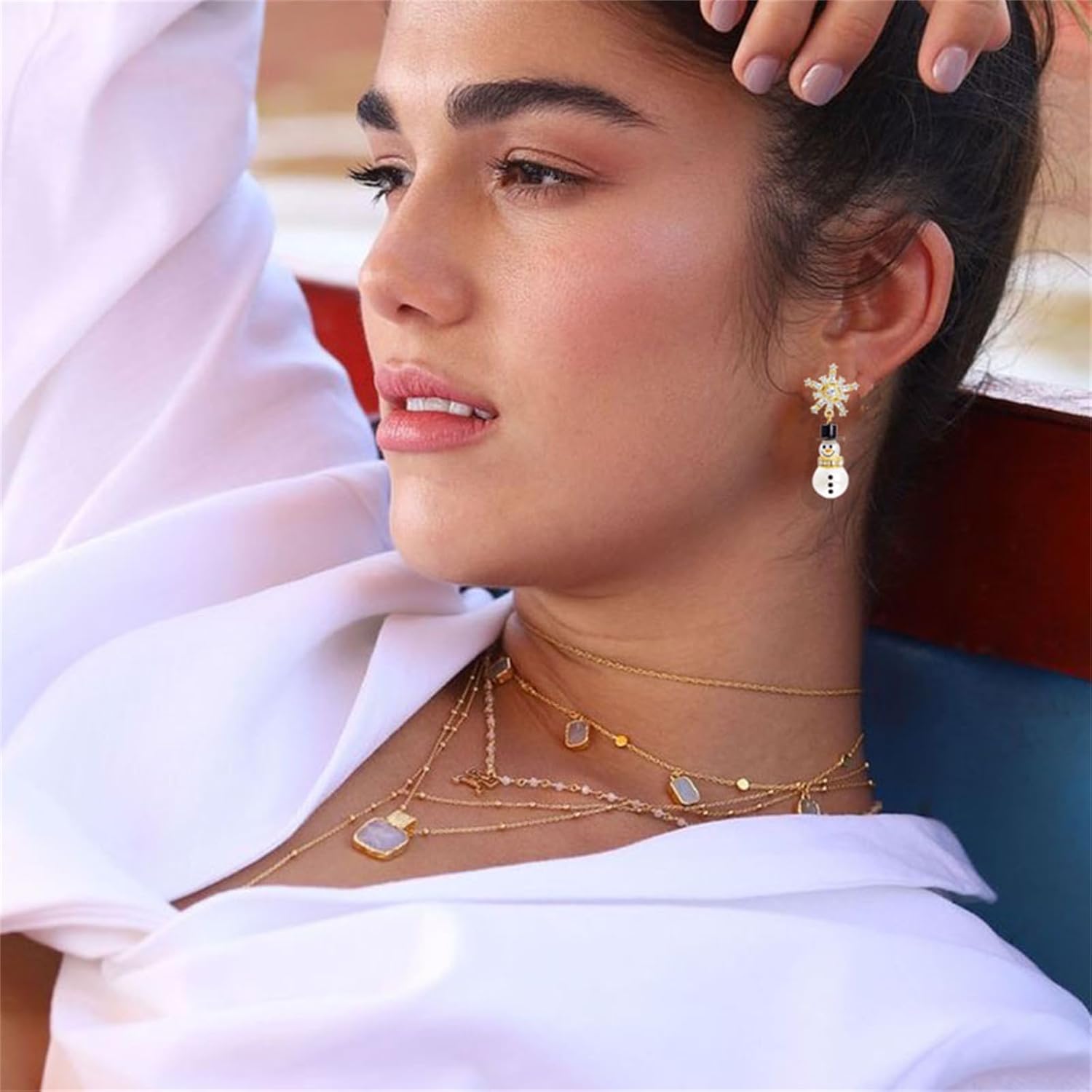 Christmas Stud Earrings for Women Cute Red Bow Earrings Snowflake Snowman Stocking Santa Claus Elk Reindeer Christmas Tree Earrings Festive Christmas Jewelry - 我的商店我的商店我的商店