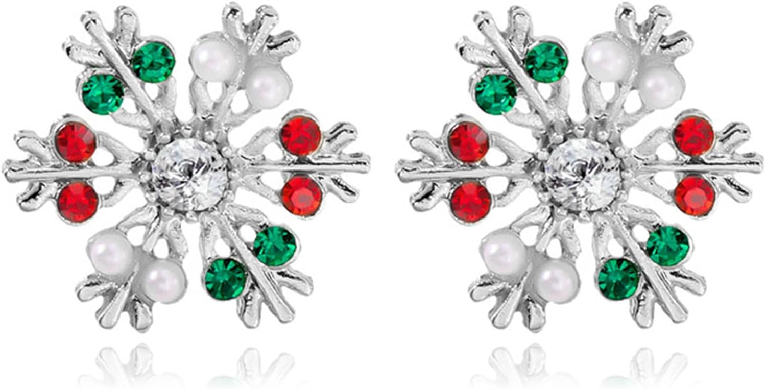 Christmas Stud Earrings for Women Cute Red Bow Earrings Snowflake Snowman Stocking Santa Claus Elk Reindeer Christmas Tree Earrings Festive Christmas Jewelry - 我的商店我的商店我的商店