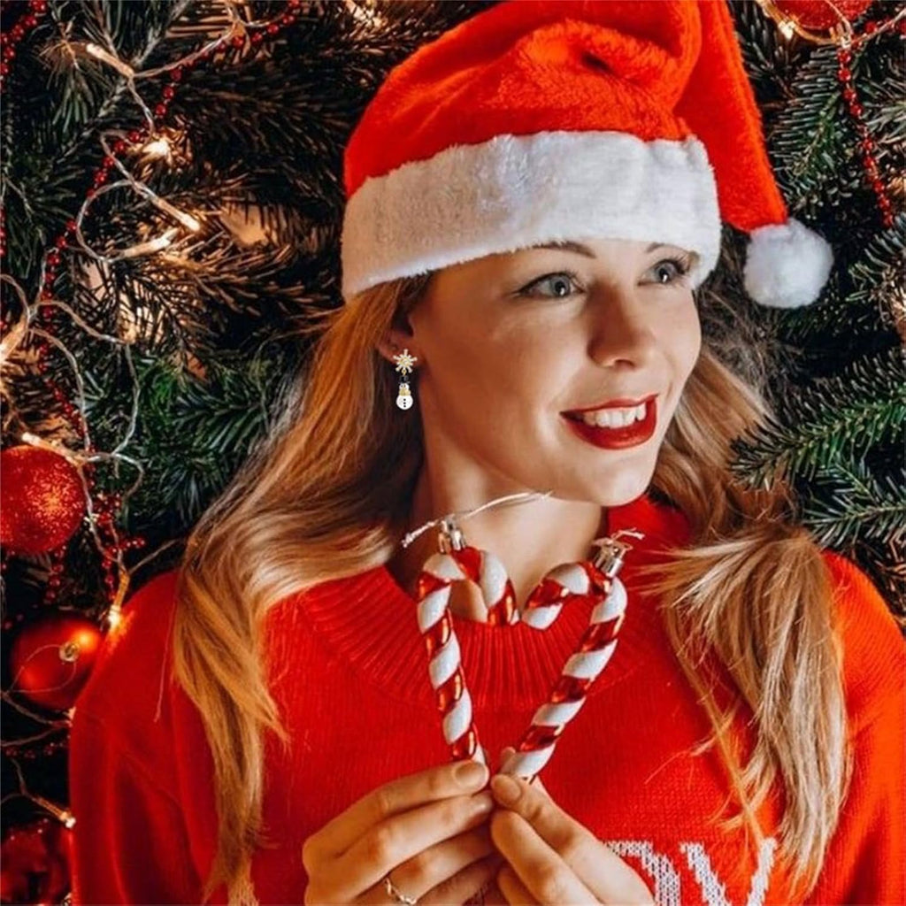 Christmas Stud Earrings for Women Cute Red Bow Earrings Snowflake Snowman Stocking Santa Claus Elk Reindeer Christmas Tree Earrings Festive Christmas Jewelry - 我的商店我的商店我的商店