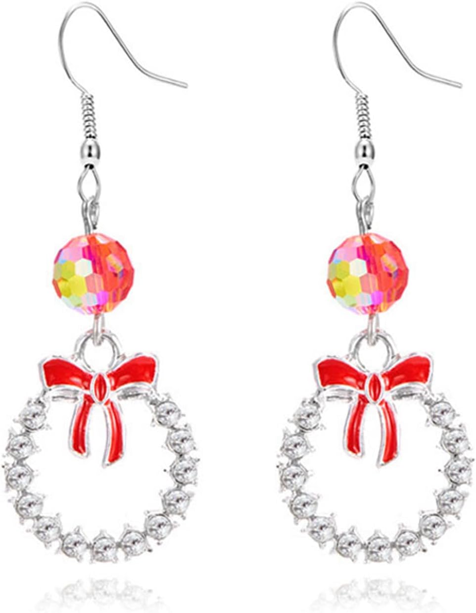 Christmas Stud Earrings for Women Cute Red Bow Earrings Snowflake Snowman Stocking Santa Claus Elk Reindeer Christmas Tree Earrings Festive Christmas Jewelry - 我的商店我的商店我的商店