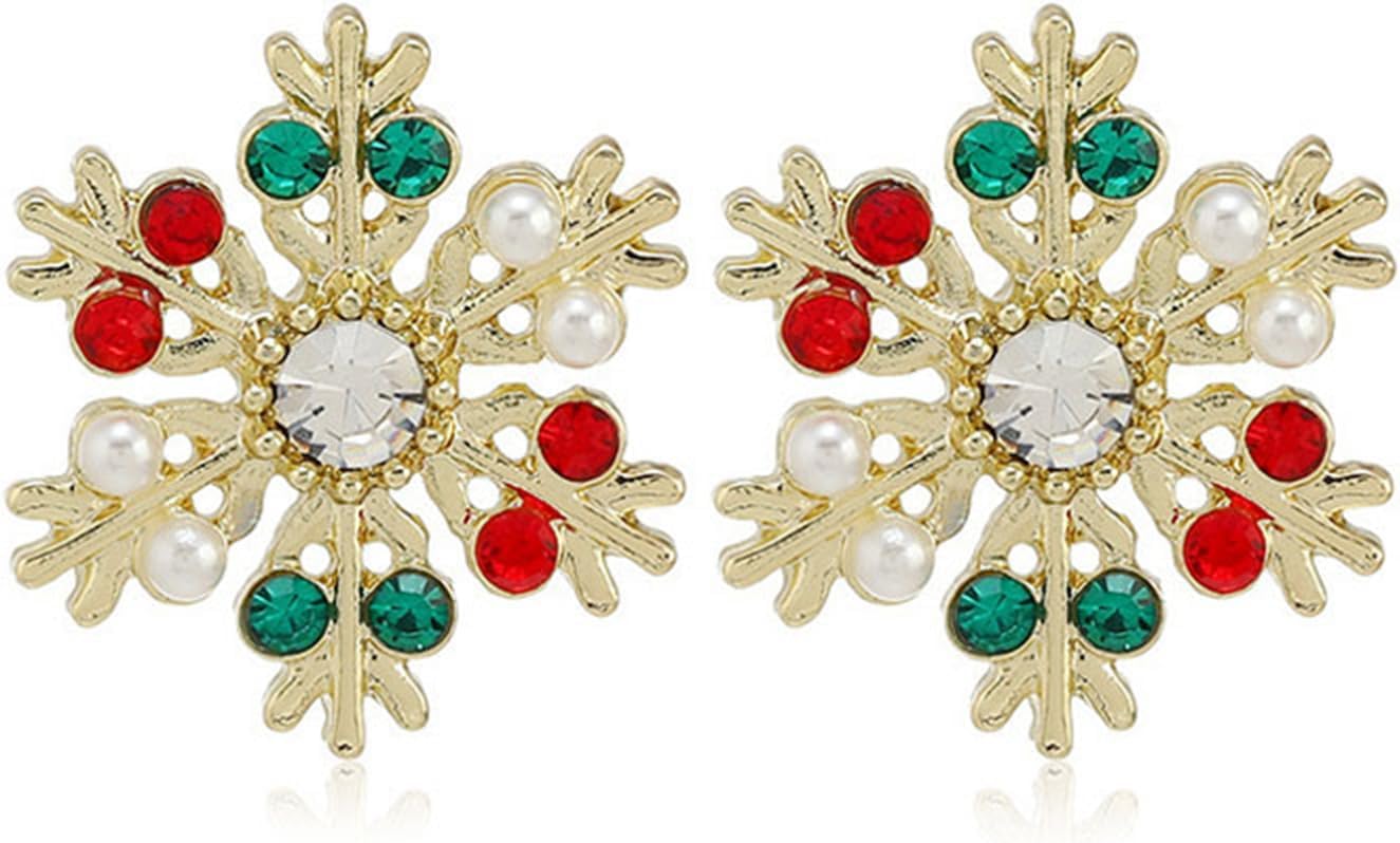 Christmas Stud Earrings for Women Cute Red Bow Earrings Snowflake Snowman Stocking Santa Claus Elk Reindeer Christmas Tree Earrings Festive Christmas Jewelry - 我的商店我的商店我的商店