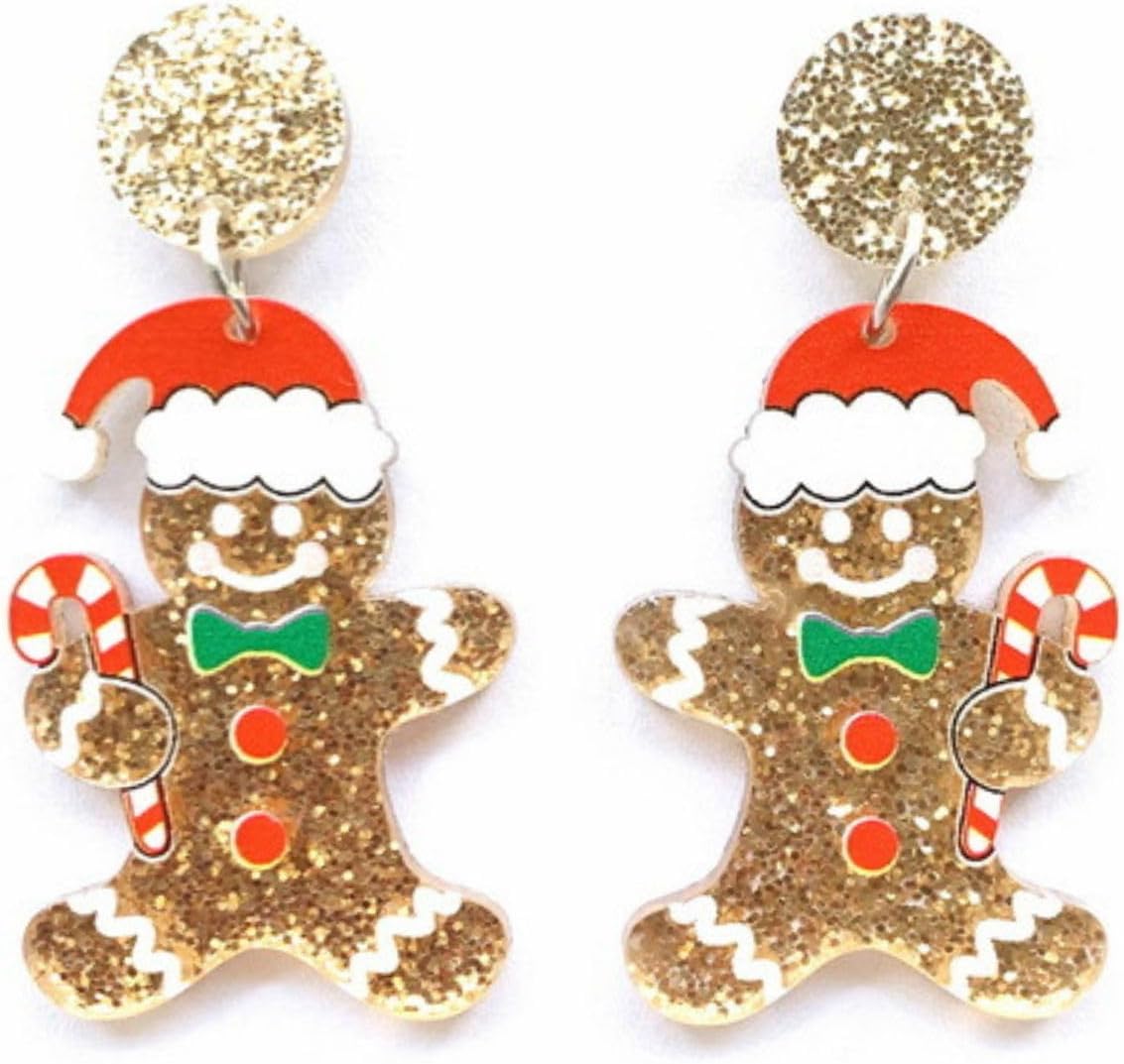 Christmas Theme Earrings Acrylic Cute Santa Claus Gingerbread Reindeer Christmas Stockings Earrings Christmas Jewelry Gift - 我的商店我的商店我的商店